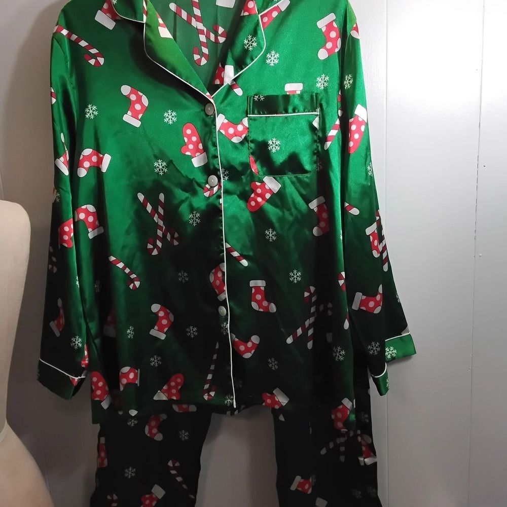 Festive Green Kids Pajamas with Holiday Print